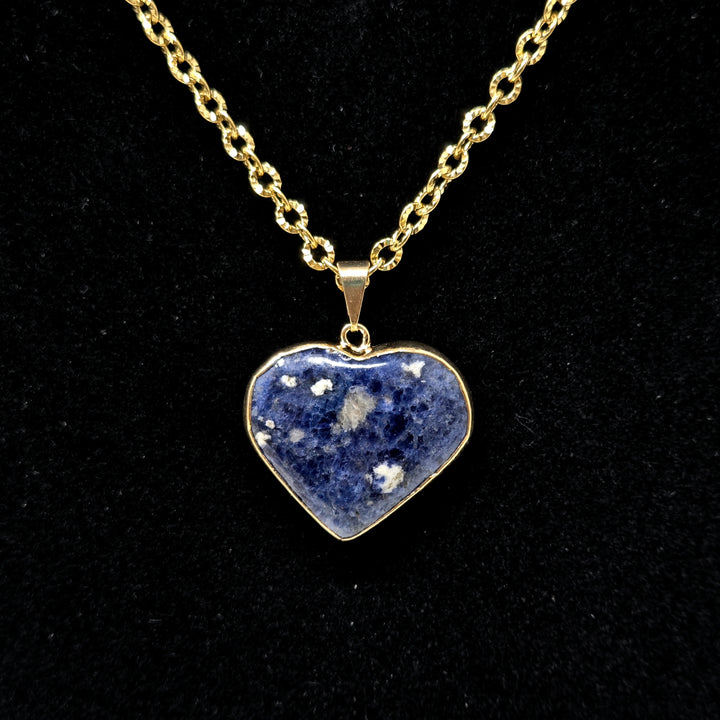 Sodalite Heart with Gold Edge Necklace