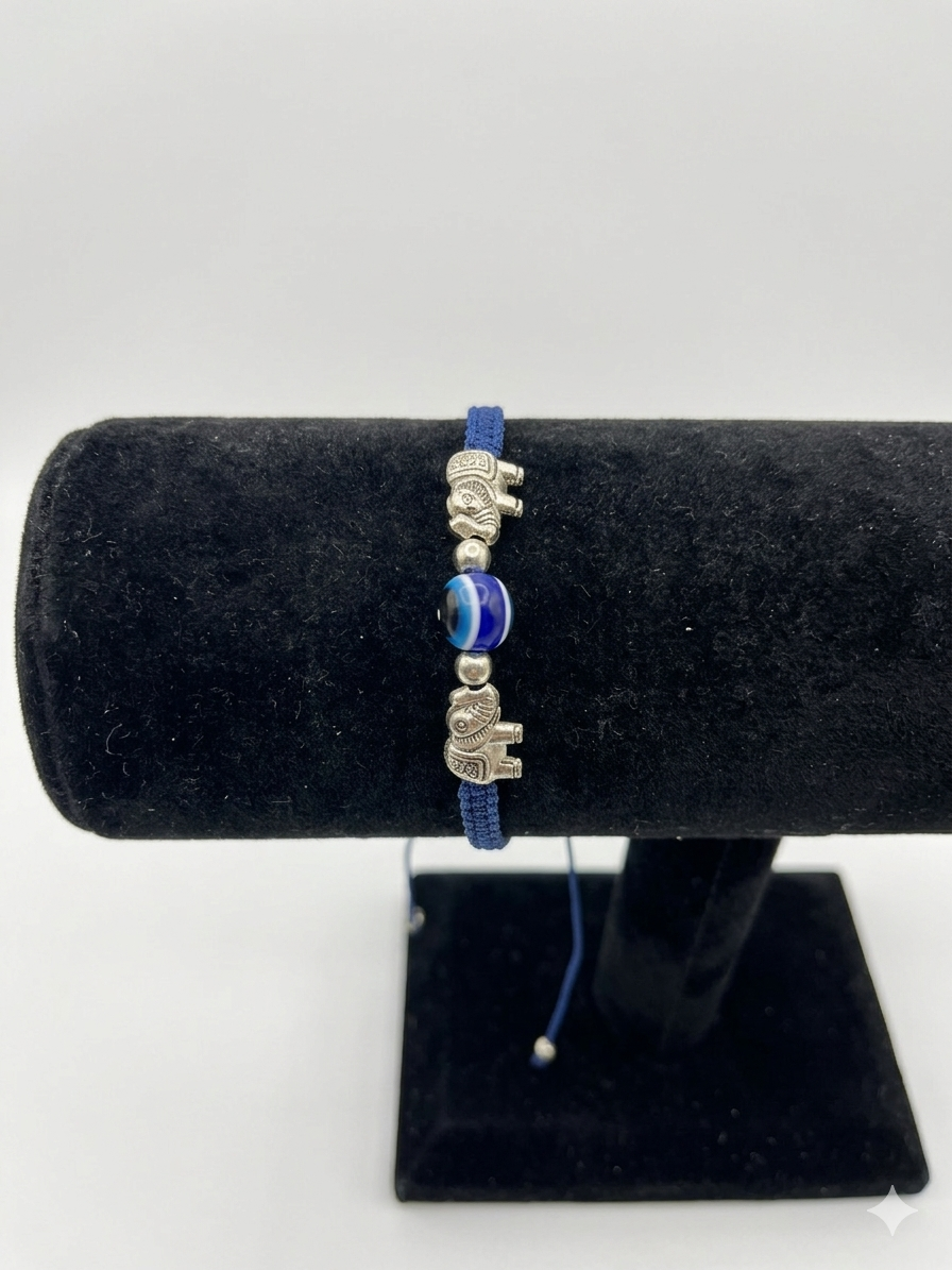 Evil Eye Elephant Macrame Bracelet