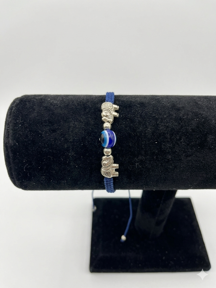 Evil Eye Elephant Macrame Bracelet
