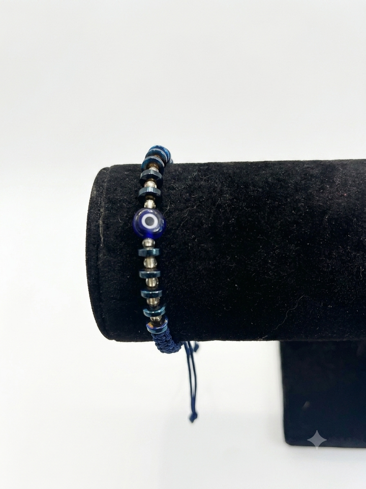 Evil Eye Blue Hematite Bracelet