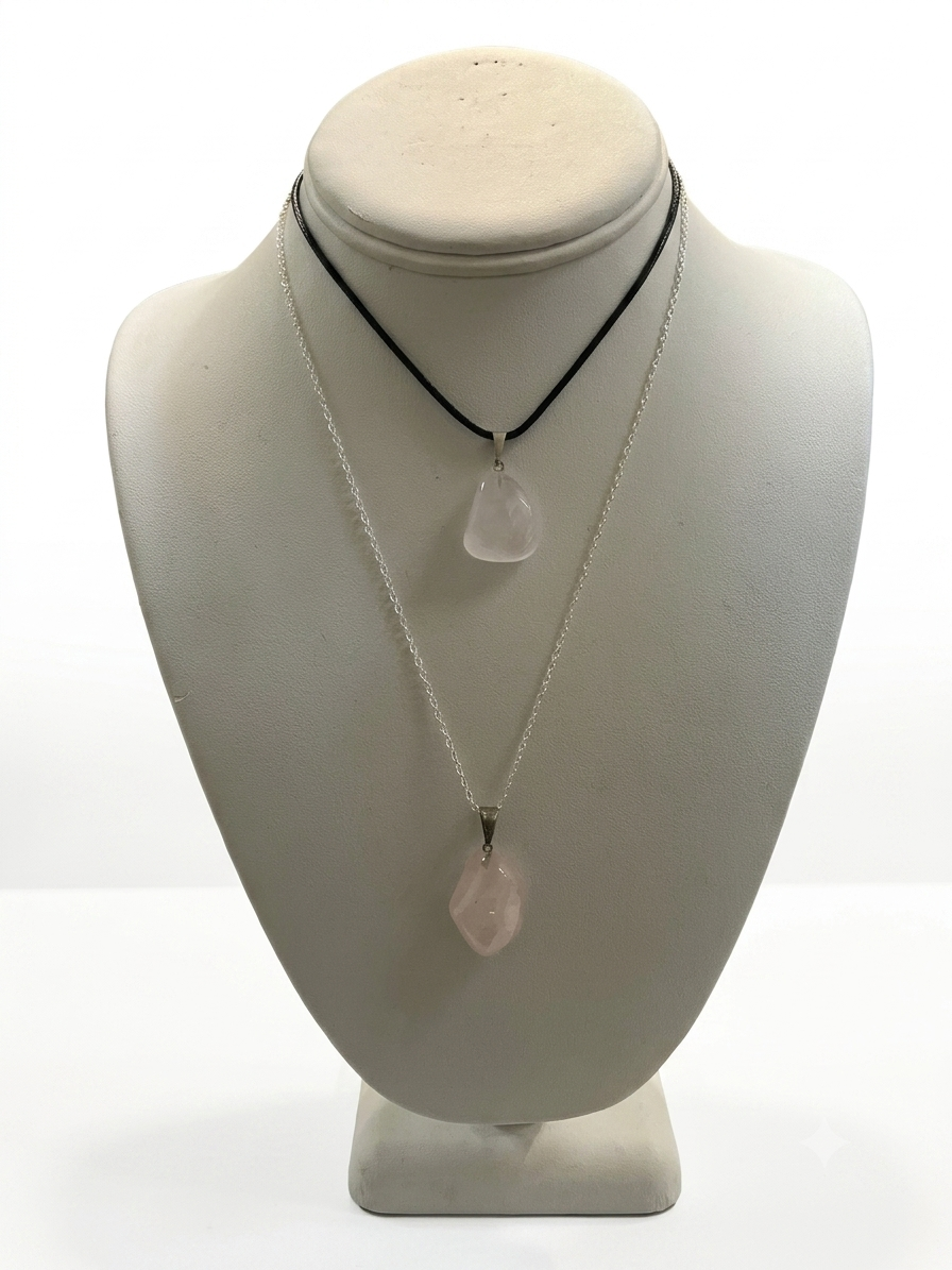 Rose Quartz Tumbled Pendant from Brazil, wire-wrapped pink crystal pendant