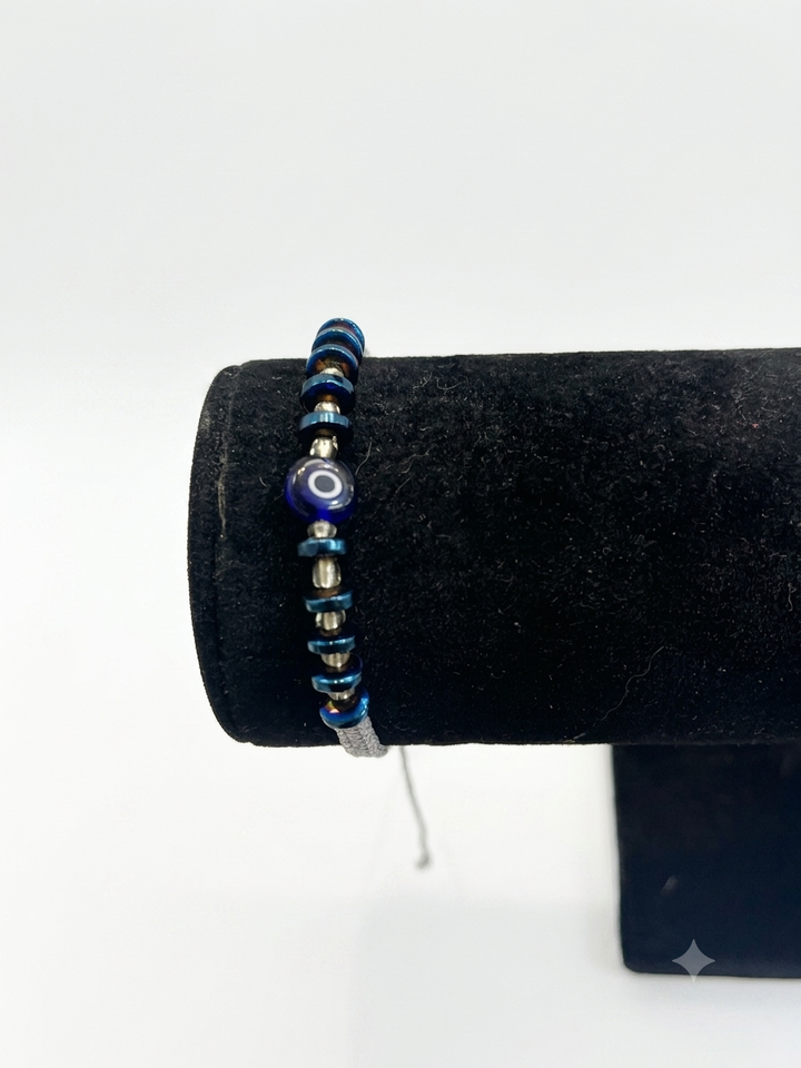 Evil Eye Blue Hematite Bracelet