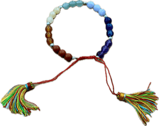 7 Chakra Adjustable Tassel Bracelet with 6mm beads - The Harmony Store