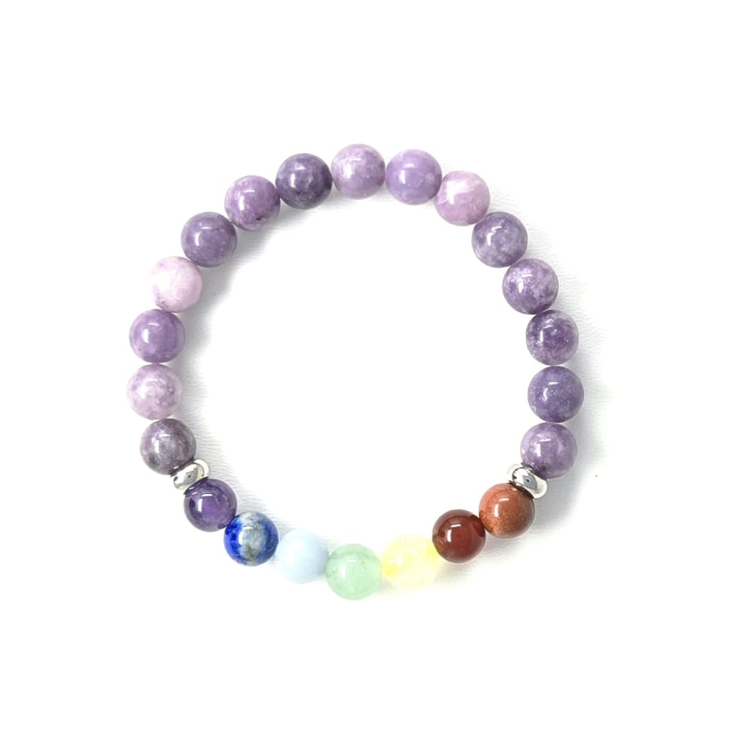 7 Chakra Lepidolite Bracelet 8mm | The Harmony Store Bracelet