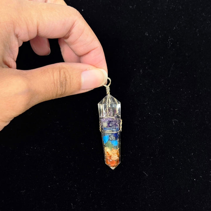 7 Chakra Orgonite Wire Wrap Pendant | The Harmony Store Pendant
