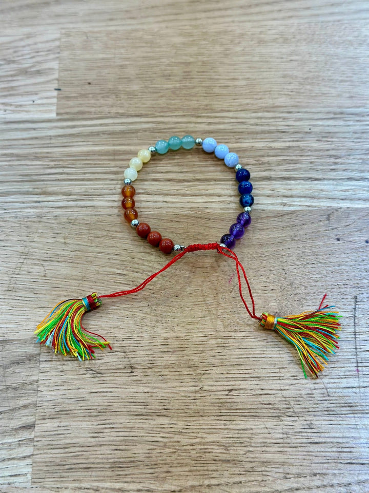 7 Chakra Adjustable Tassel Bracelet | The Harmony Store Bracelet