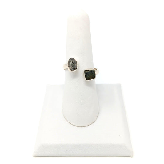 925 Moldavite Herkimer Ring-Rough Prong : Adjustable - The Harmony Store