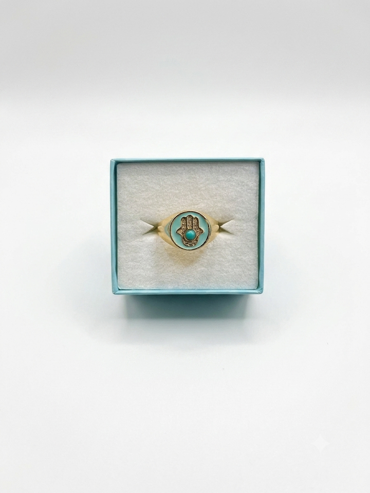 Evil Eye Hamsa Ring (Adjustable)