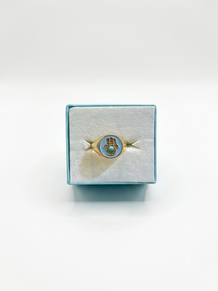 Evil Eye Hamsa Ring (Adjustable)