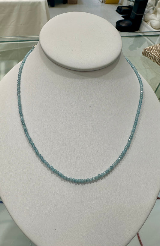 Aquamarine 925 Sterling Silver Faceted Necklace