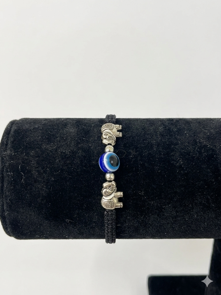 Evil Eye Elephant Macrame Bracelet