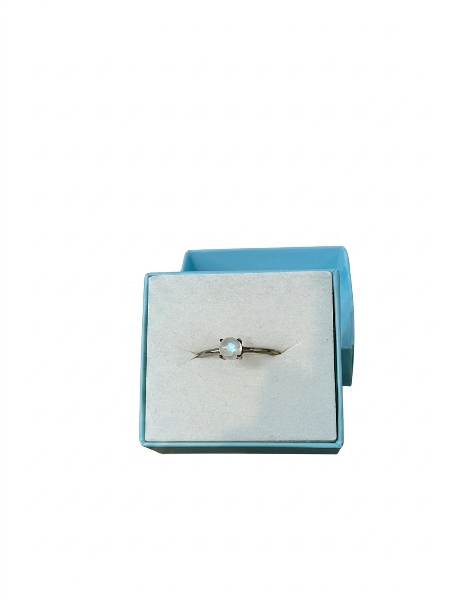 Moonstone Smooth Prong 925 Silver Ring