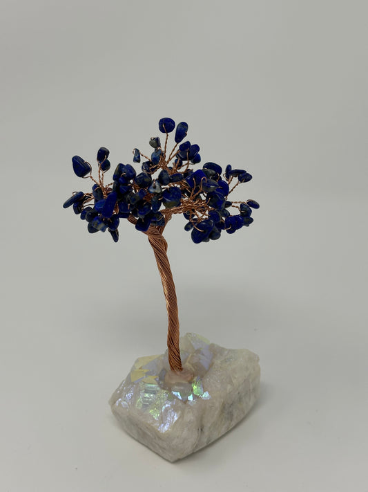 Lapis Lazuli Aura Bonsai Tree: 3" x 6"