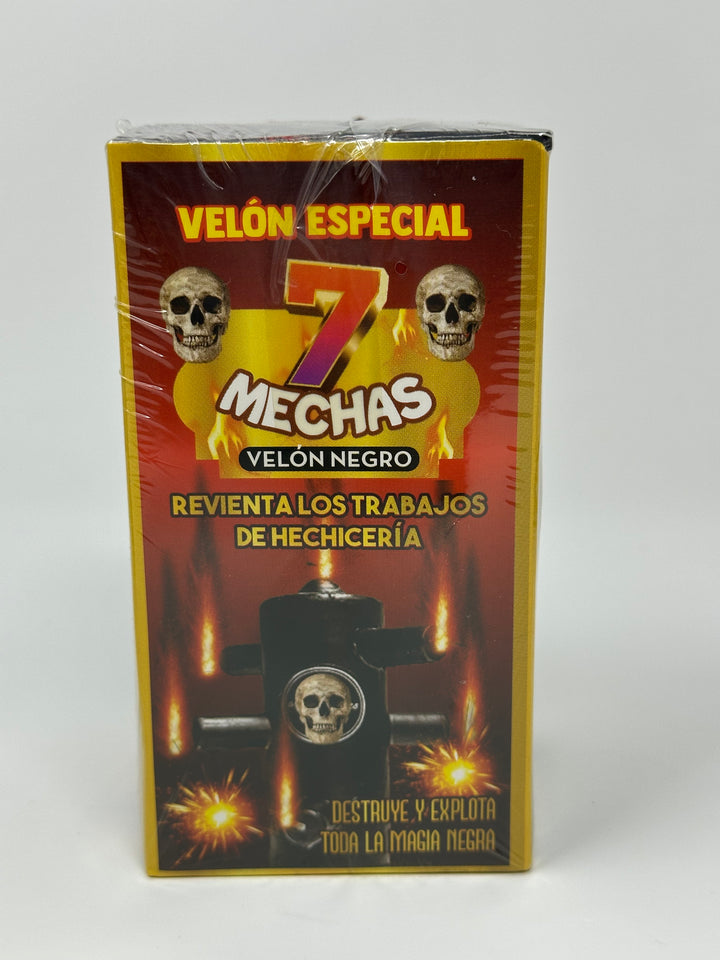 7 Wicks Black Candle - Vela 7 Mechas Tumba Trabajos