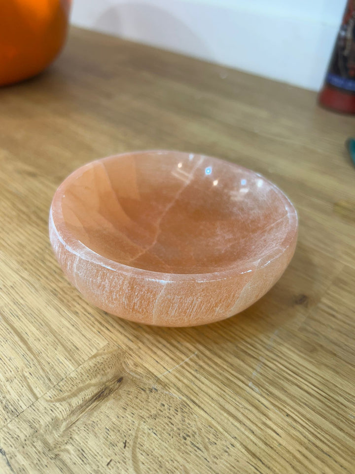 Peach Selenite Charging Bowl - Round 4"