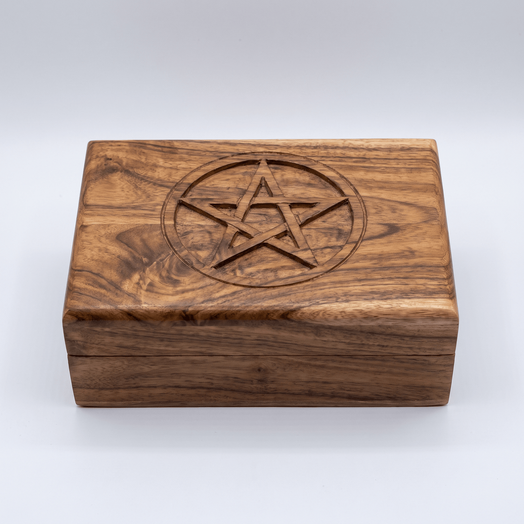 Acacia Wood Pentacle Box 7x5" | The Harmony Store Home Decor