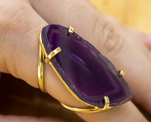 Agate Slice Arc Ring - The Harmony Store