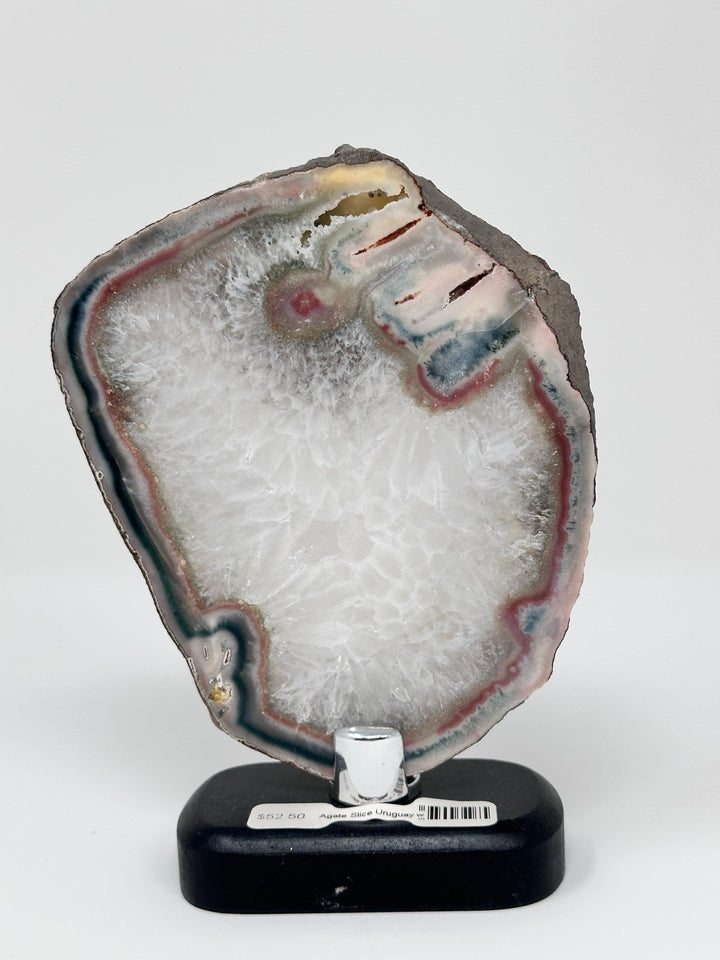 Agate Slice Uruguay B Quality Wood Base | The Harmony Store Crystal Slab