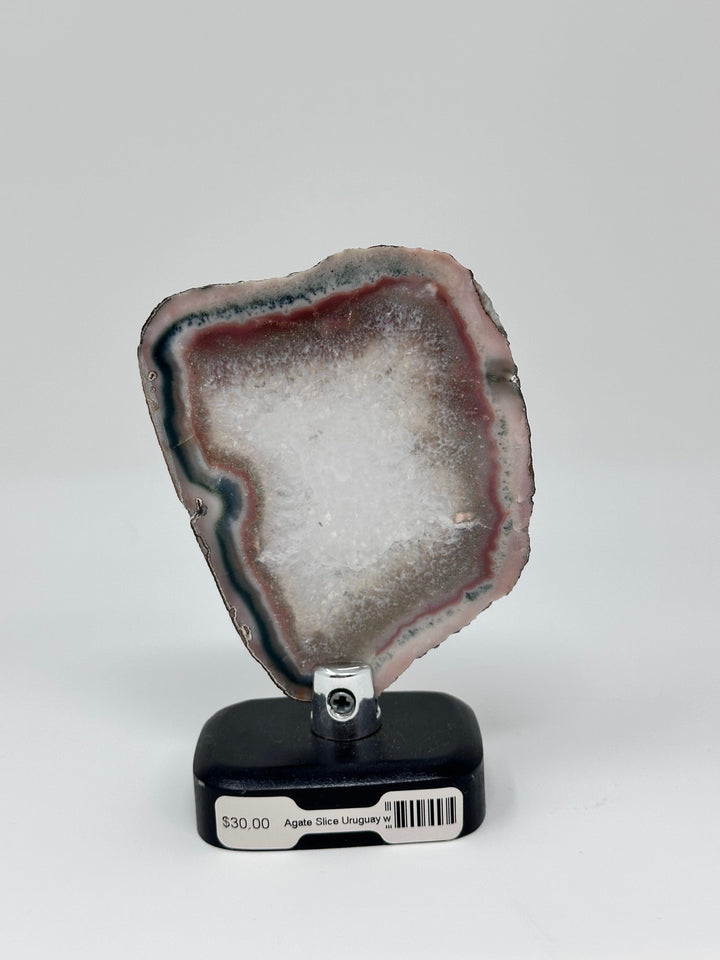Agate Slice Uruguay B Quality Wood Base | The Harmony Store Crystal Slab