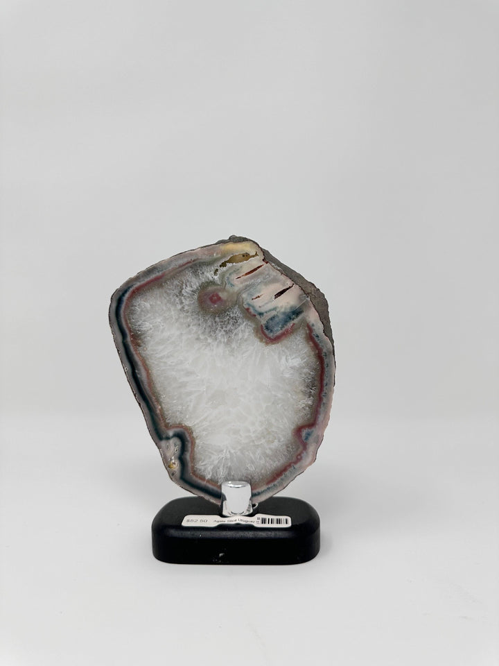 Agate Slice Uruguay B Quality Wood Base | The Harmony Store Crystal Slab