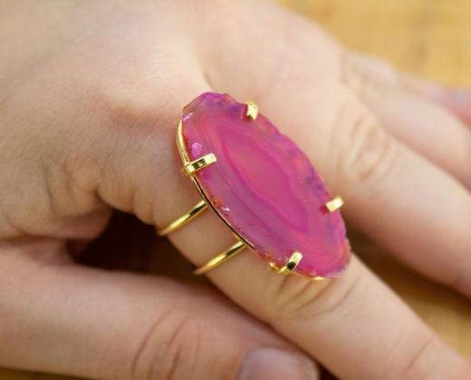 Agate Slice Wire Ring | The Harmony Store Crystal Slab