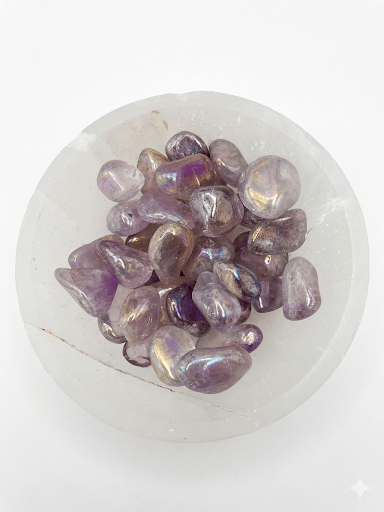Amethyst Angel Aura Tumbled Stone | The Harmony Store Tumbled Stone