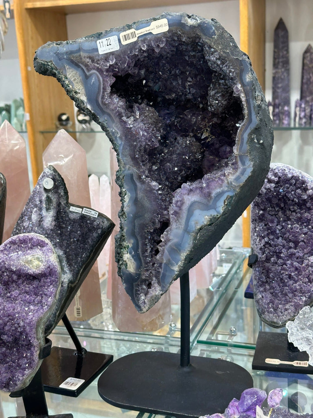 Amethyst Cluster Metal Base Brazil | The Harmony Store Cluster