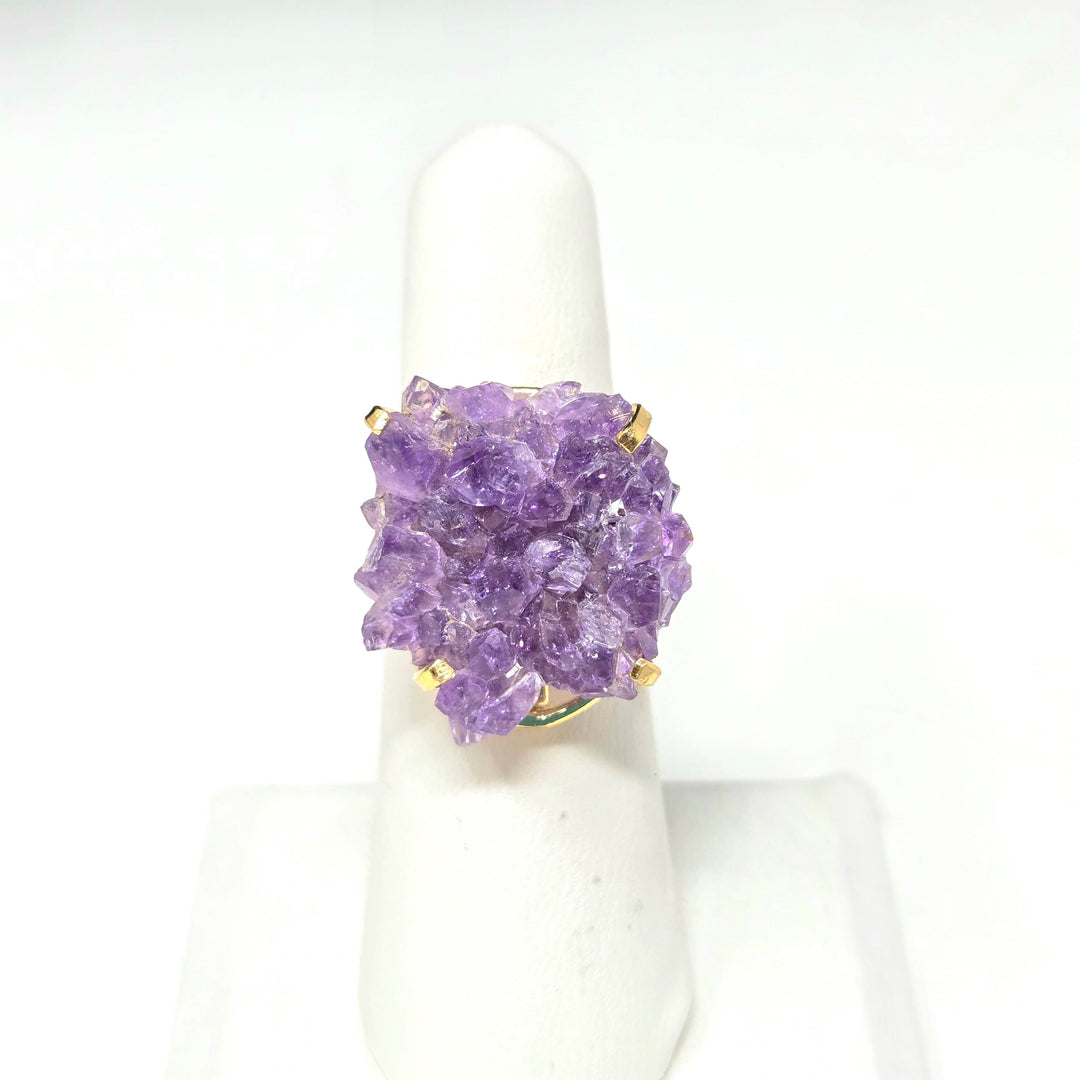 Amethyst Cluster Simple Band Ring