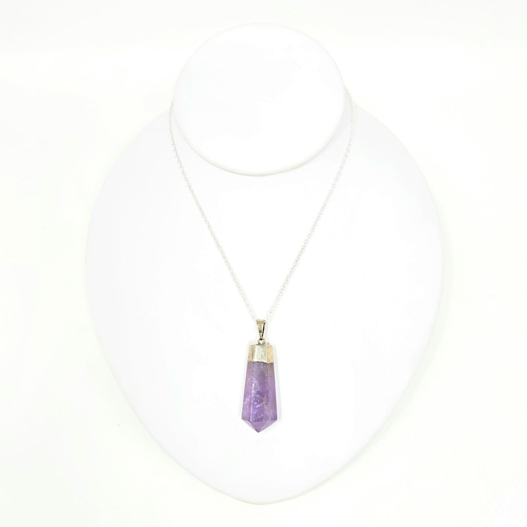 Amethyst Diamond Cut Pendant Gold or Silver | The Harmony Store