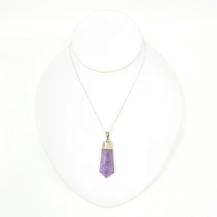 Amethyst Diamond Cut Pendant Gold or Silver | The Harmony Store