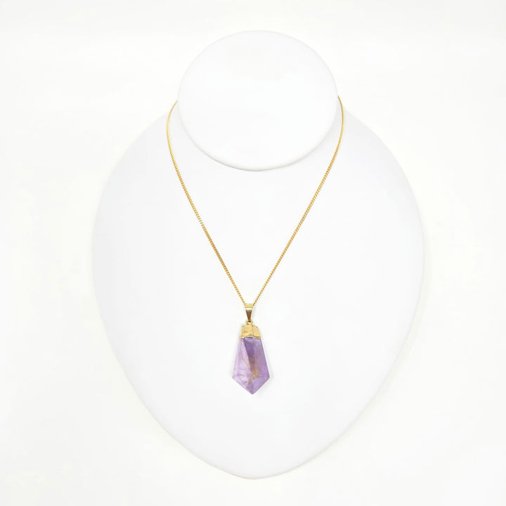Amethyst Diamond Cut Pendant Gold or Silver | The Harmony Store