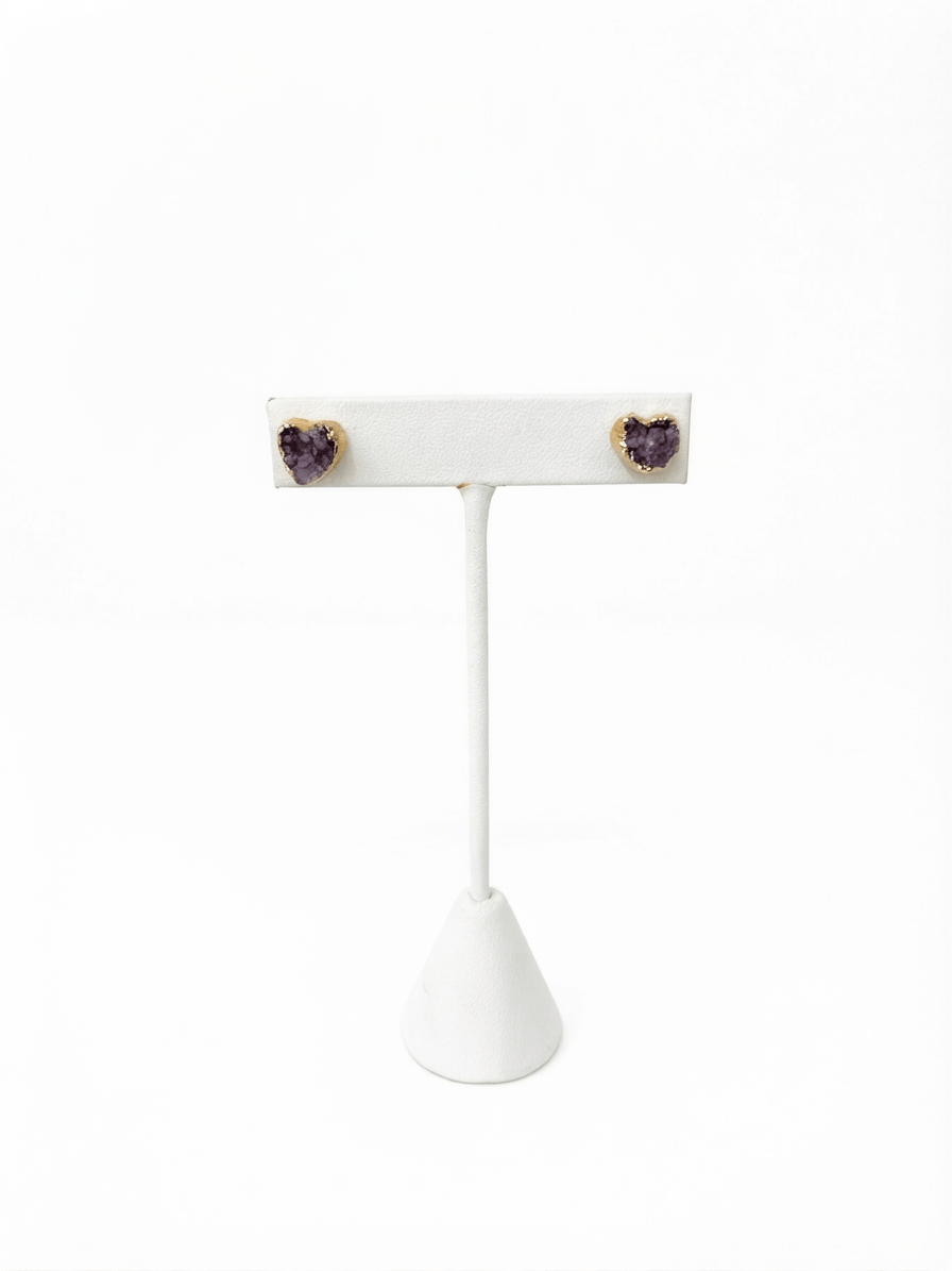 Amethyst Druzy Stud Earrings | The Harmony Store Earrings