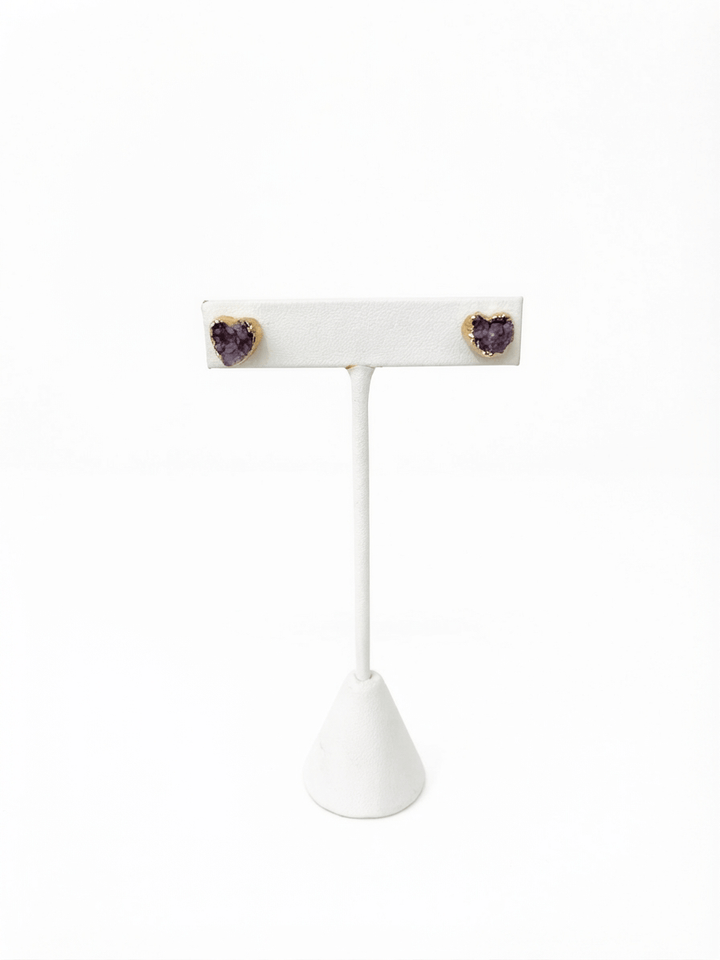 Amethyst Druzy Stud Earrings | The Harmony Store Earrings