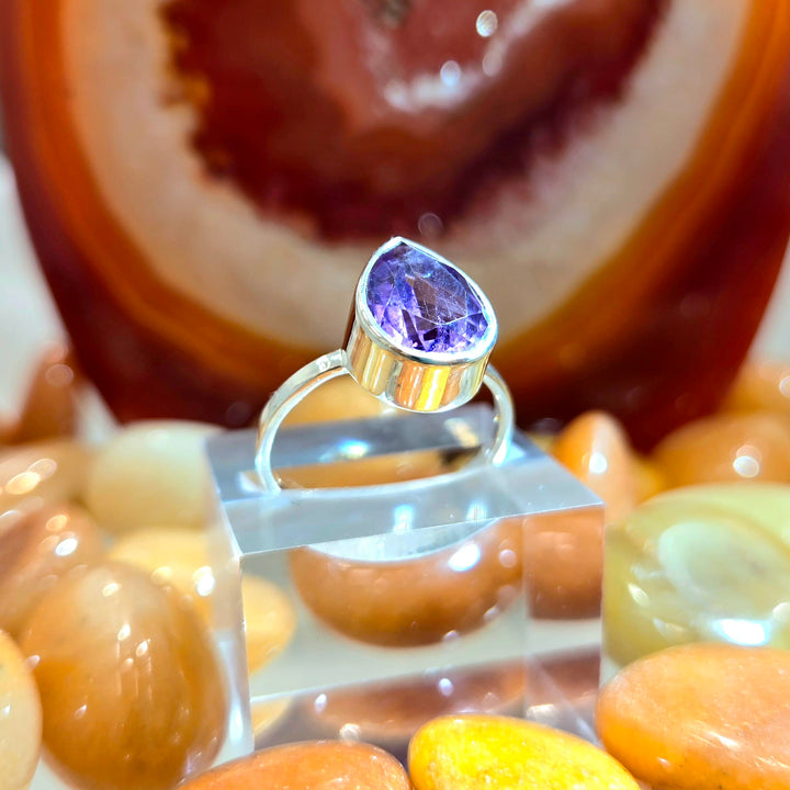 Amethyst Teardrop Faceted 925 Ring | The Harmony Store Ring