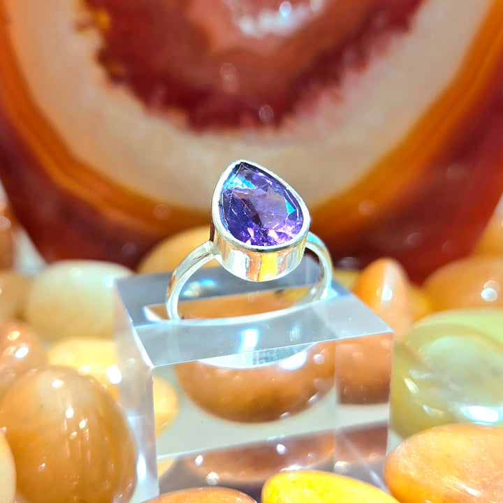 Amethyst Teardrop Faceted 925 Ring | The Harmony Store Ring