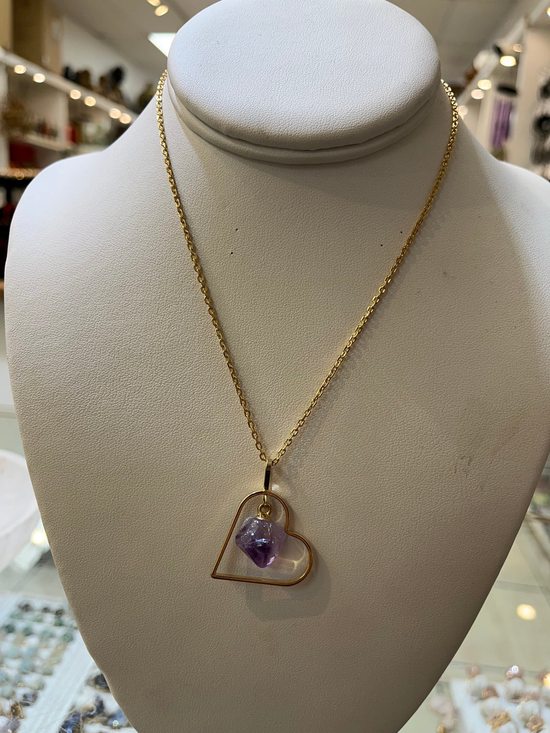Amethyst Gold Plated Heart Necklace | The Harmony Store Necklace