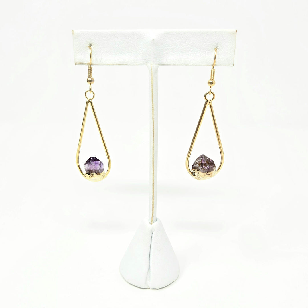 Amethyst Gold Plated Teardrop Earrings | The Harmony Store