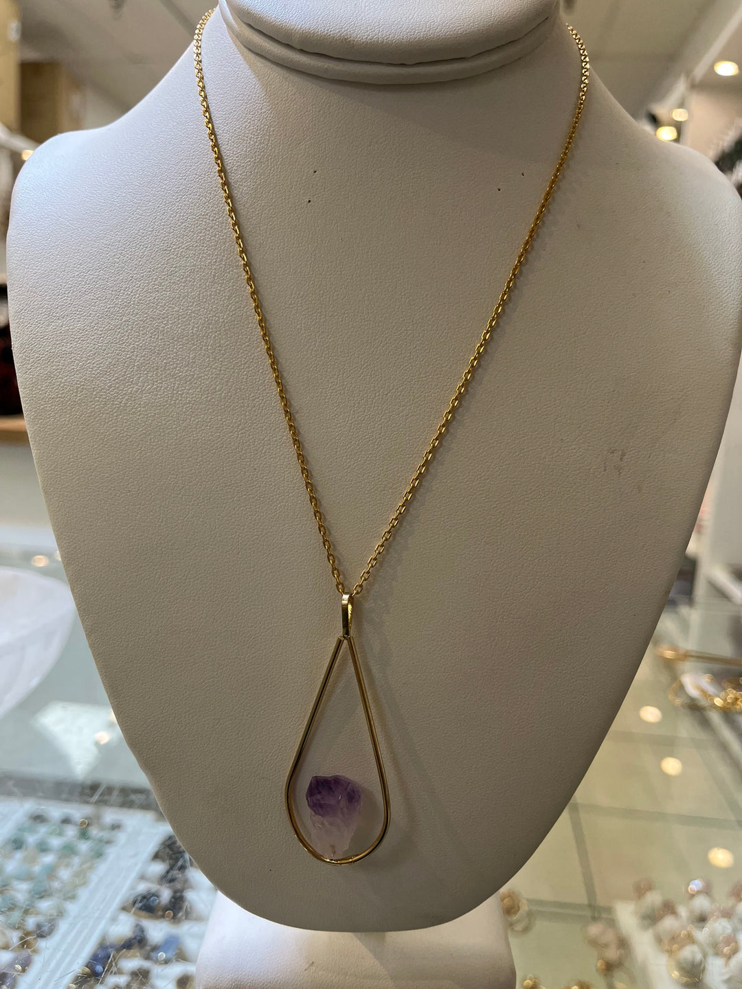 Amethyst Gold Plated Teardrop Necklace | The Harmony Store Necklace