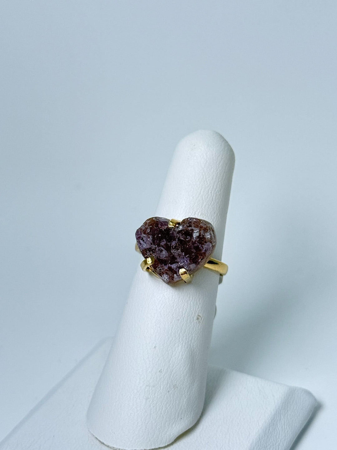 Amethyst Heart Cluster Band Ring Gold Silver or Black | The Harmony Store