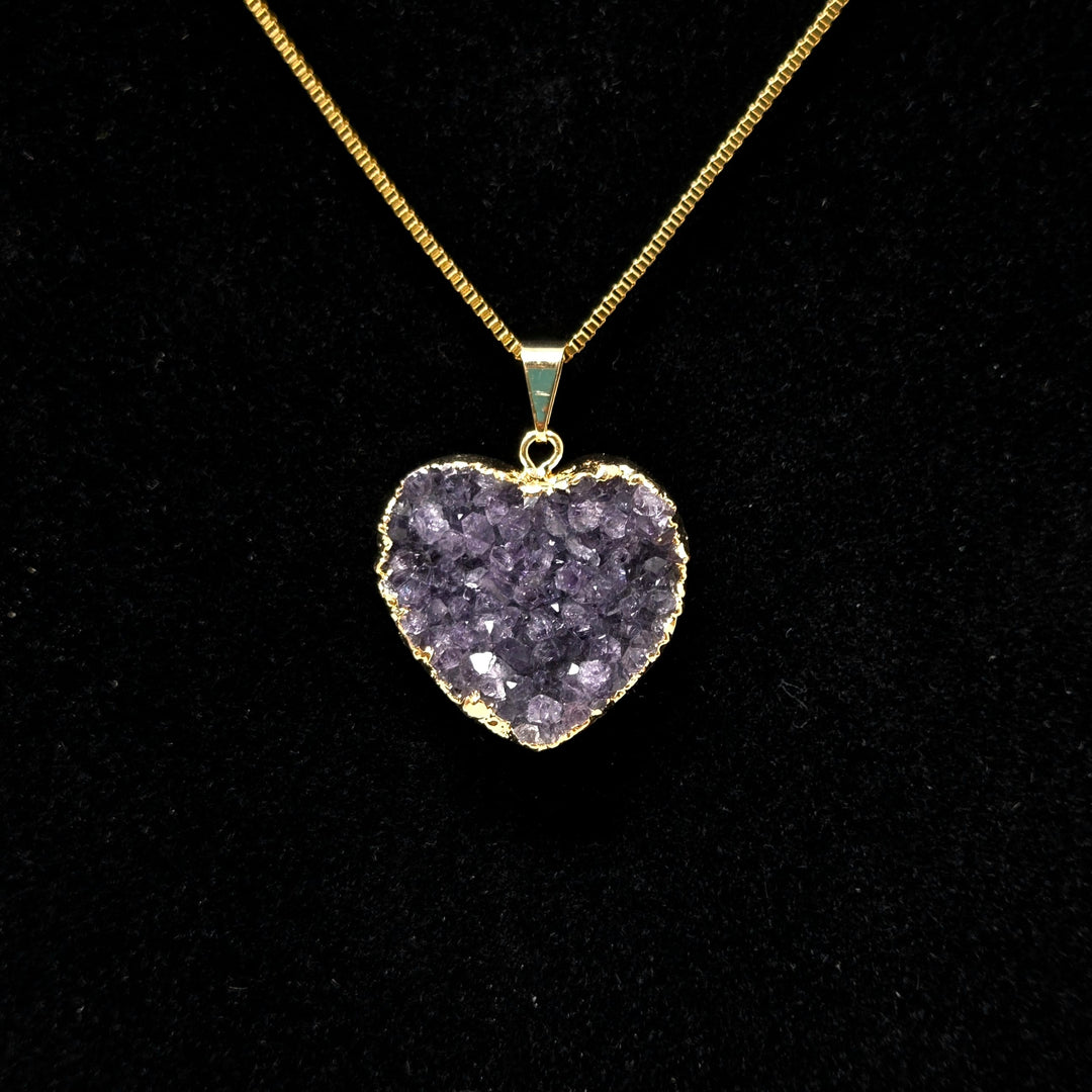 Amethyst Heart Druzy Necklace Necklace
