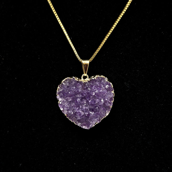Amethyst Heart Druzy Necklace Necklace