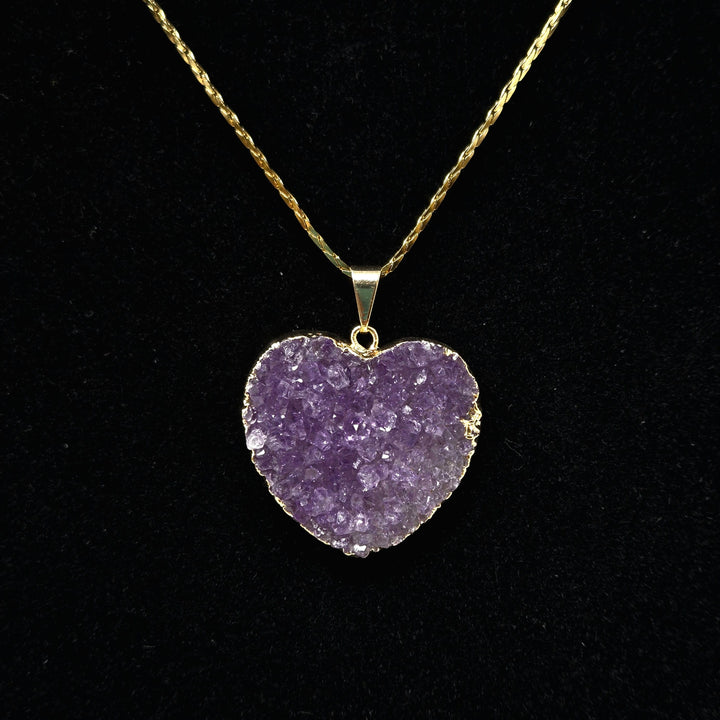 Amethyst Heart Druzy Necklace Necklace
