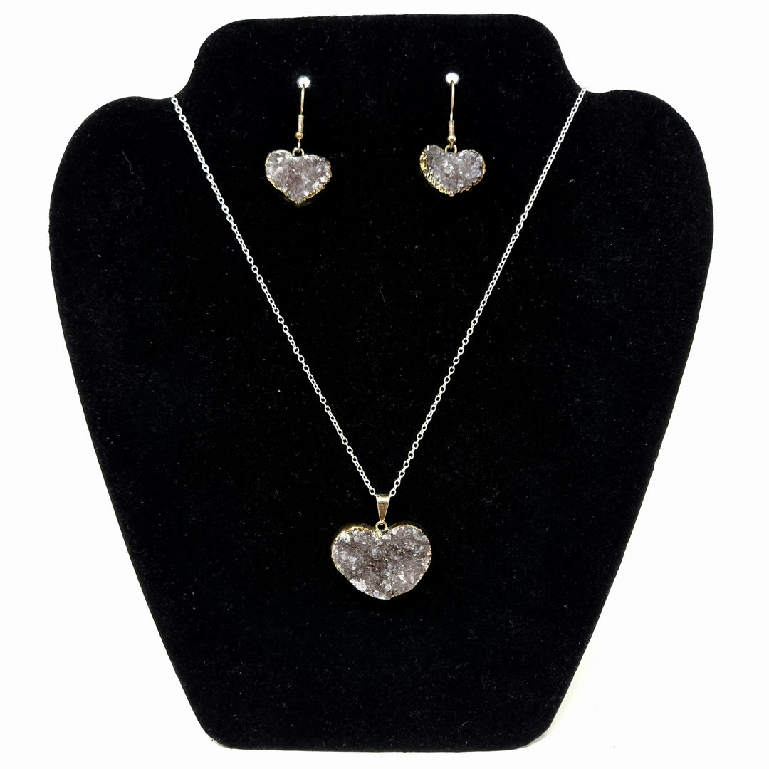 Amethyst Heart Druzy Set | The Harmony Store Crystal Set