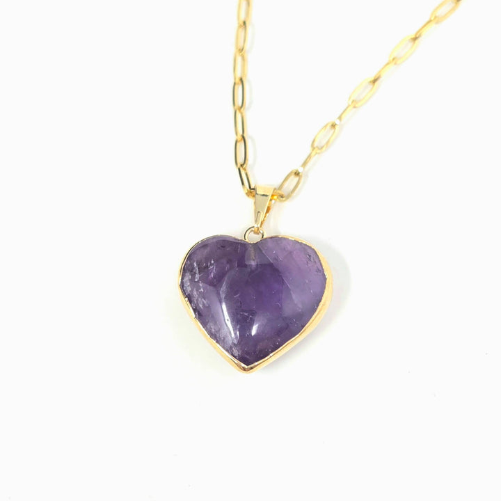 Amethyst Heart with Gold Edge Necklace Necklace