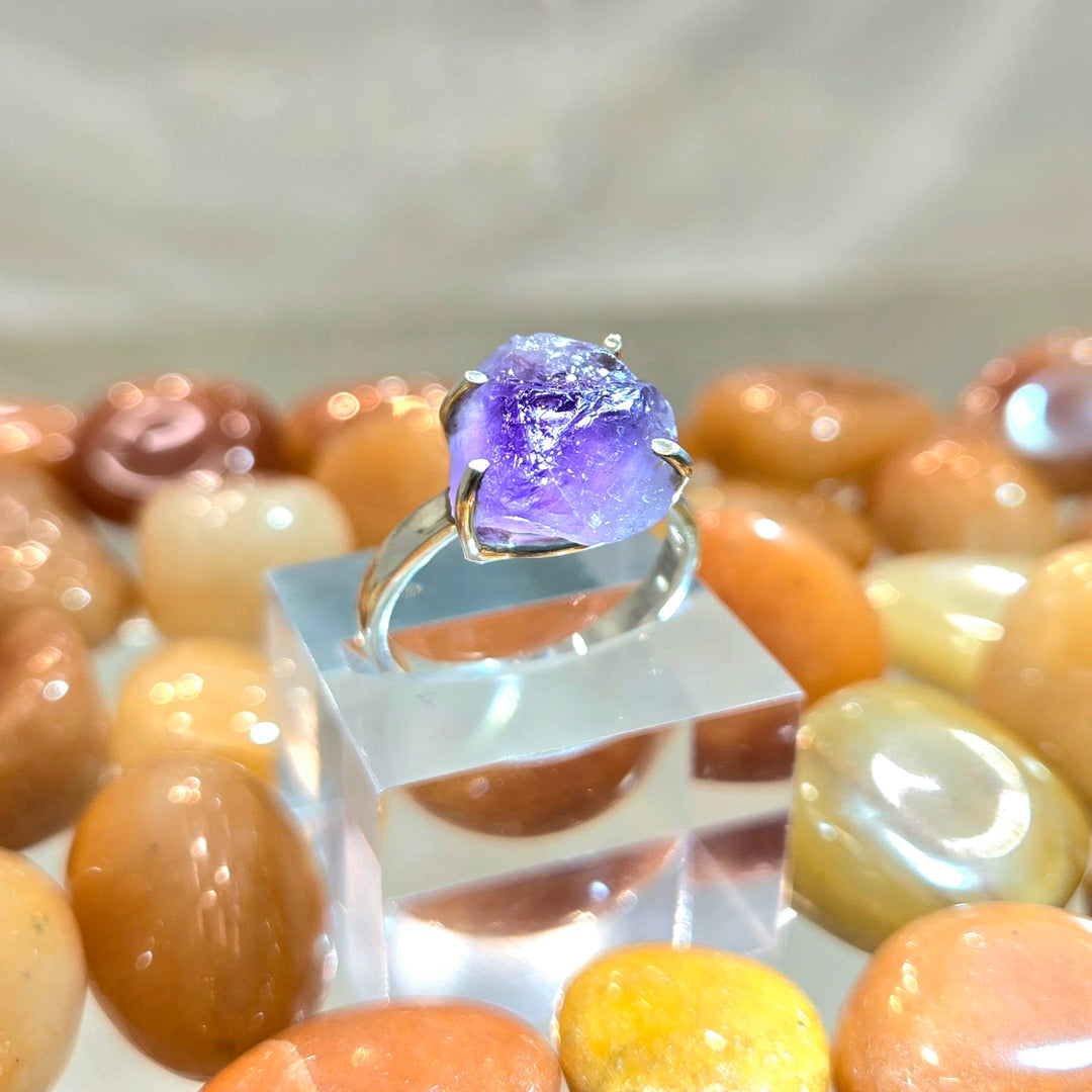 Amethyst Rough Prong 925 Silver Ring | The Harmony Store Ring