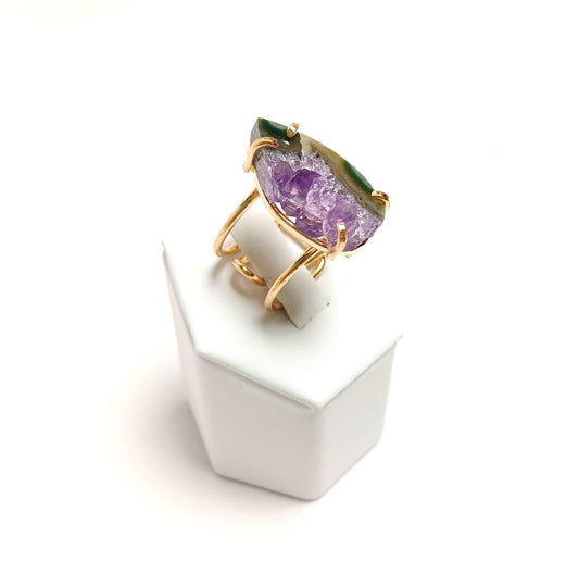 Amethyst Slice Wire Ring - The Harmony Store