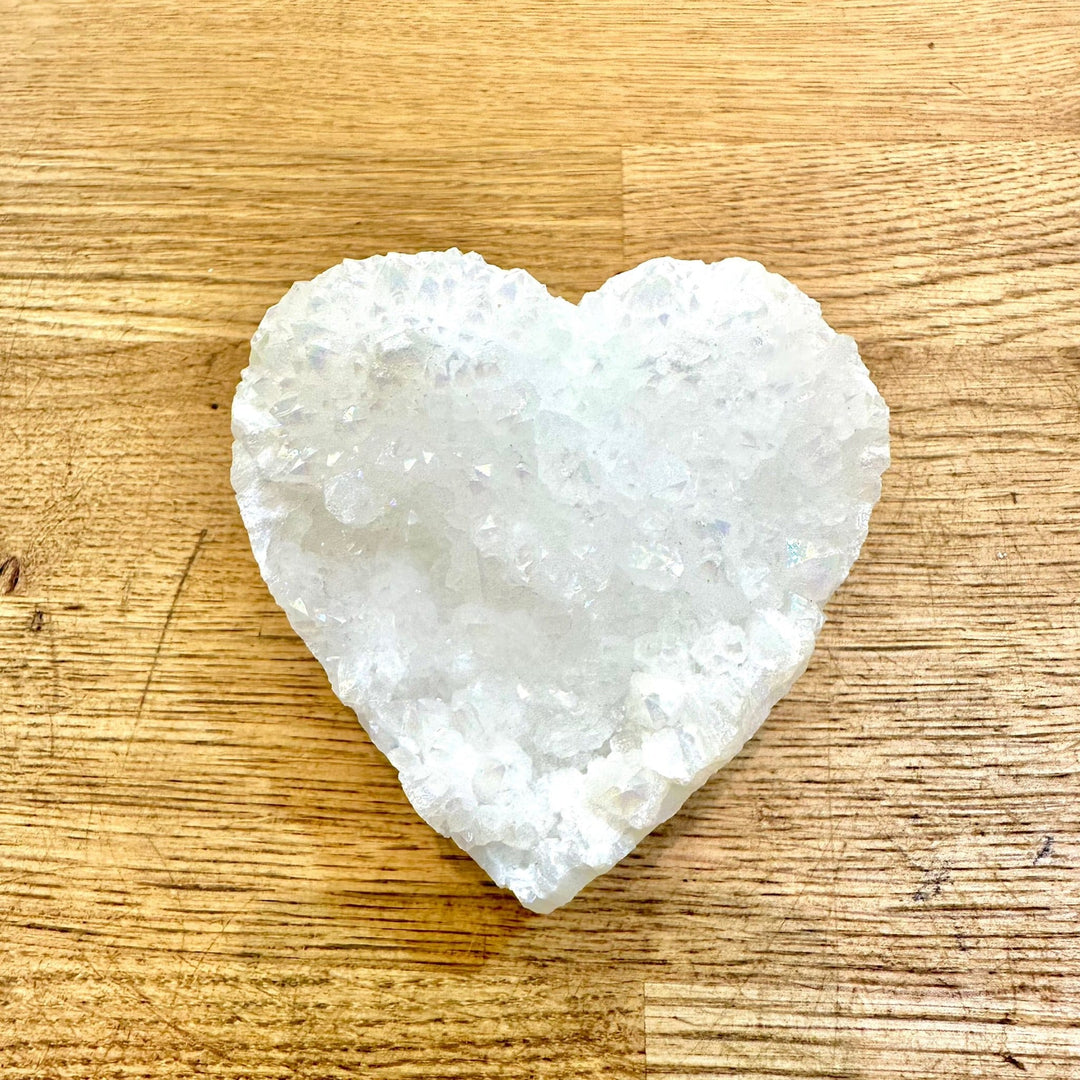 Angel Aura Quartz Heart Druze | The Harmony Store Crystal Heart