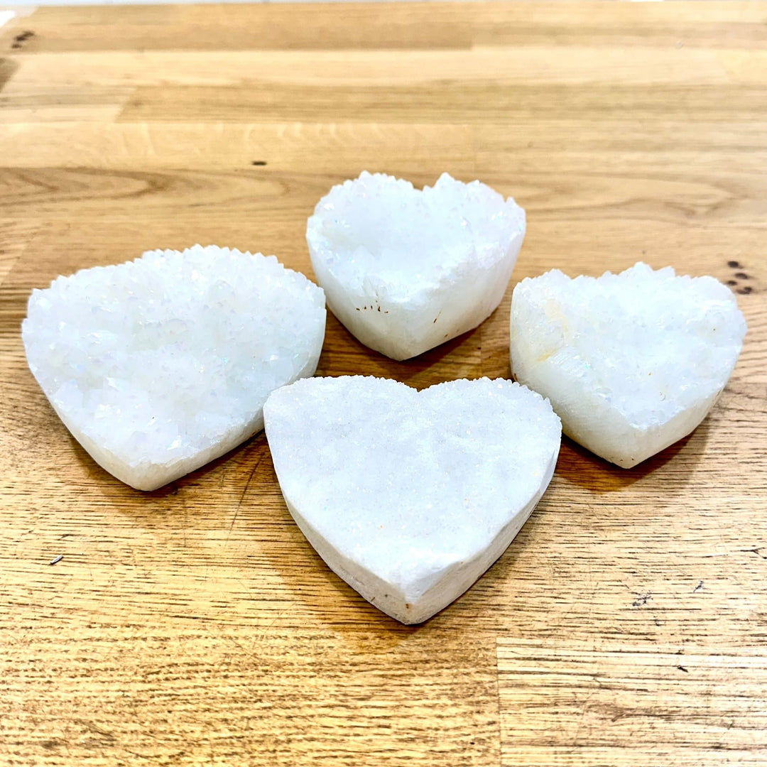 Angel Aura Quartz Heart Druze | The Harmony Store Crystal Heart