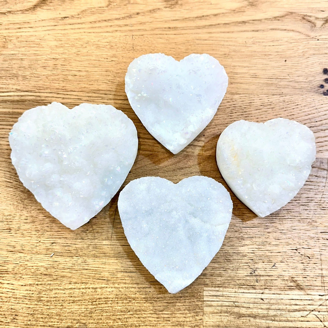 Angel Aura Quartz Heart Druze | The Harmony Store Crystal Heart