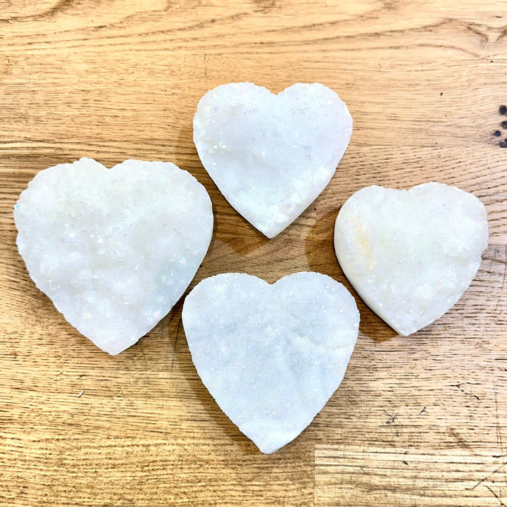 Angel Aura Quartz Heart Druze | The Harmony Store Crystal Heart
